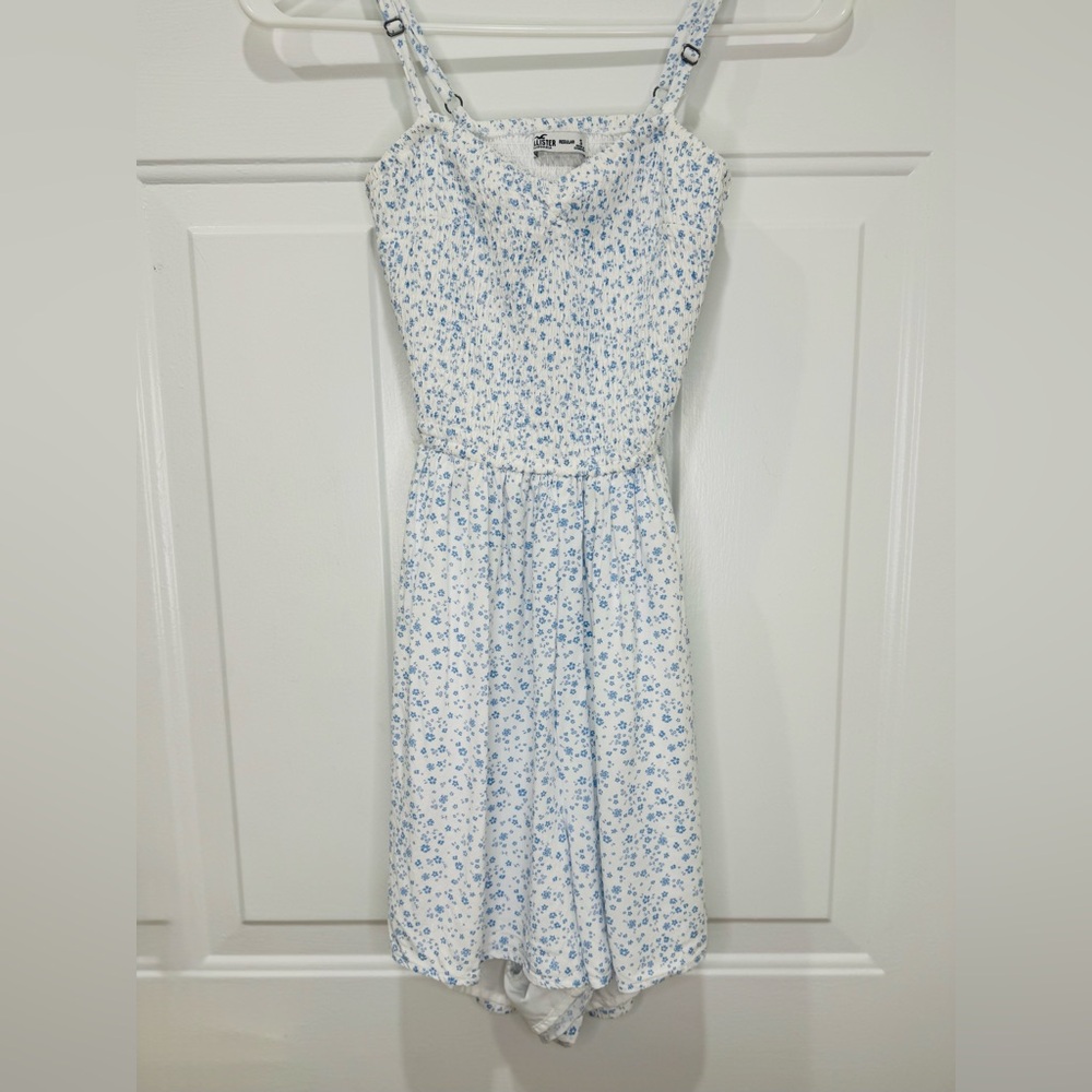 Hollister Blue and White Floral Romper